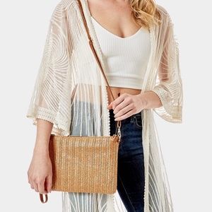 Solid Straw Crossbody / Clutch Bag